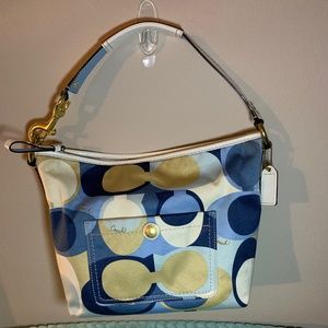 Coach Signature Hobo Bag (Blue/Cream)